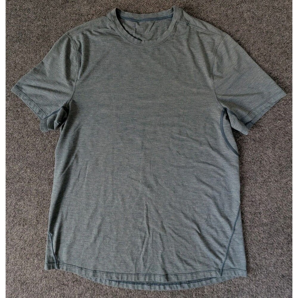 Lululemon Shirt Mens Size Medium Short Sleeve Athletic Gym Workout Blue T-Shirt